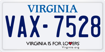 VA license plate VAX7528