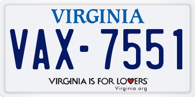 VA license plate VAX7551
