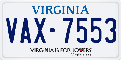 VA license plate VAX7553