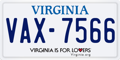 VA license plate VAX7566