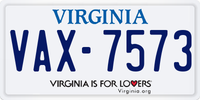 VA license plate VAX7573