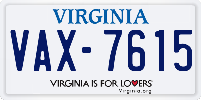 VA license plate VAX7615