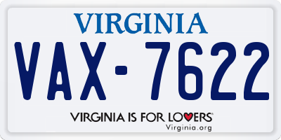 VA license plate VAX7622