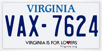 VA license plate VAX7624