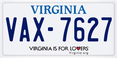 VA license plate VAX7627