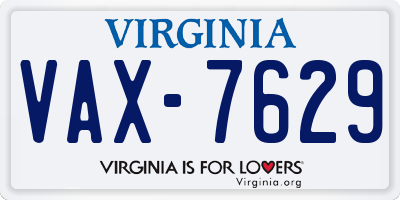 VA license plate VAX7629