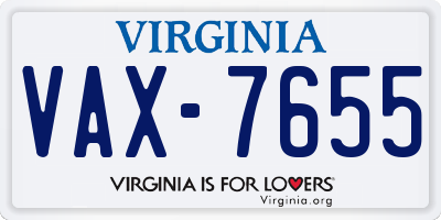 VA license plate VAX7655
