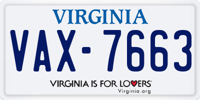 VA license plate VAX7663