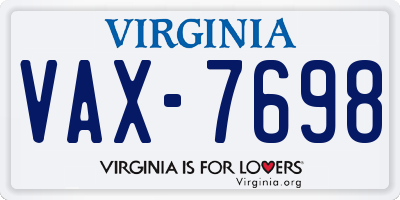 VA license plate VAX7698