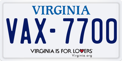 VA license plate VAX7700
