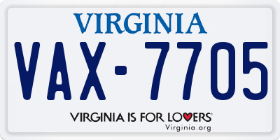 VA license plate VAX7705