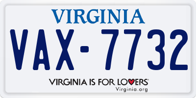VA license plate VAX7732