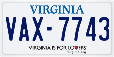 VA license plate VAX7743