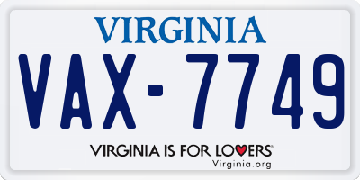 VA license plate VAX7749