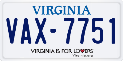 VA license plate VAX7751