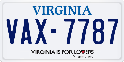 VA license plate VAX7787