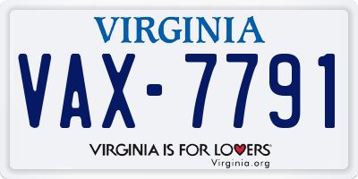 VA license plate VAX7791