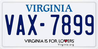 VA license plate VAX7899
