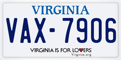 VA license plate VAX7906