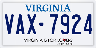 VA license plate VAX7924