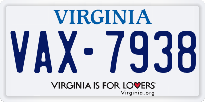 VA license plate VAX7938