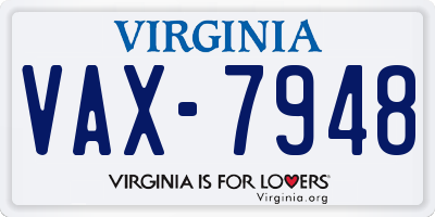 VA license plate VAX7948