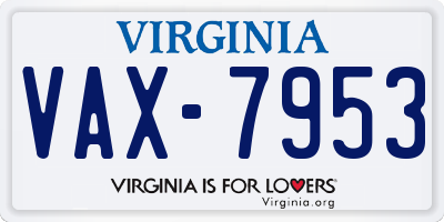 VA license plate VAX7953