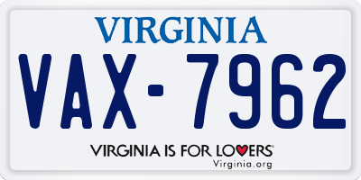 VA license plate VAX7962