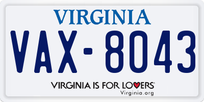 VA license plate VAX8043
