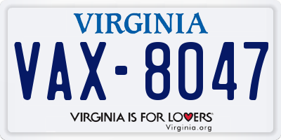 VA license plate VAX8047