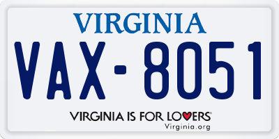 VA license plate VAX8051