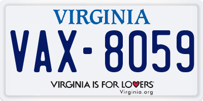 VA license plate VAX8059