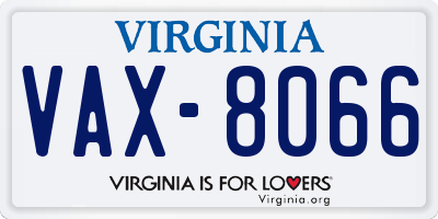 VA license plate VAX8066