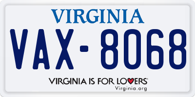 VA license plate VAX8068