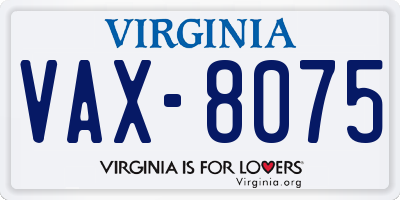 VA license plate VAX8075