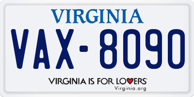 VA license plate VAX8090
