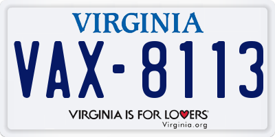 VA license plate VAX8113