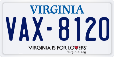 VA license plate VAX8120