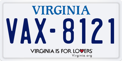 VA license plate VAX8121
