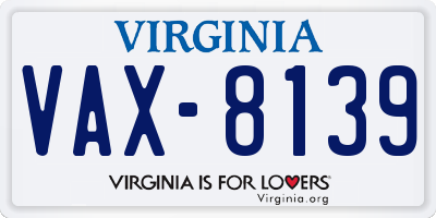 VA license plate VAX8139
