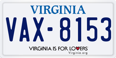 VA license plate VAX8153