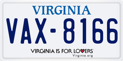 VA license plate VAX8166
