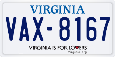 VA license plate VAX8167