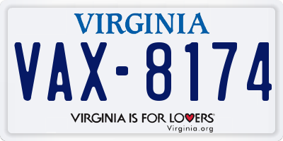 VA license plate VAX8174