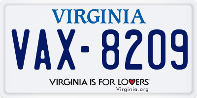 VA license plate VAX8209