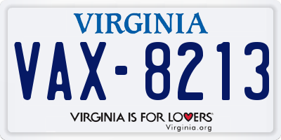 VA license plate VAX8213