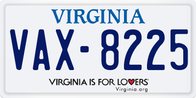 VA license plate VAX8225