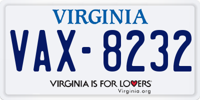 VA license plate VAX8232