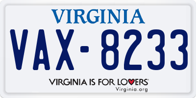 VA license plate VAX8233
