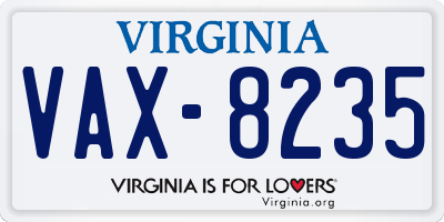 VA license plate VAX8235